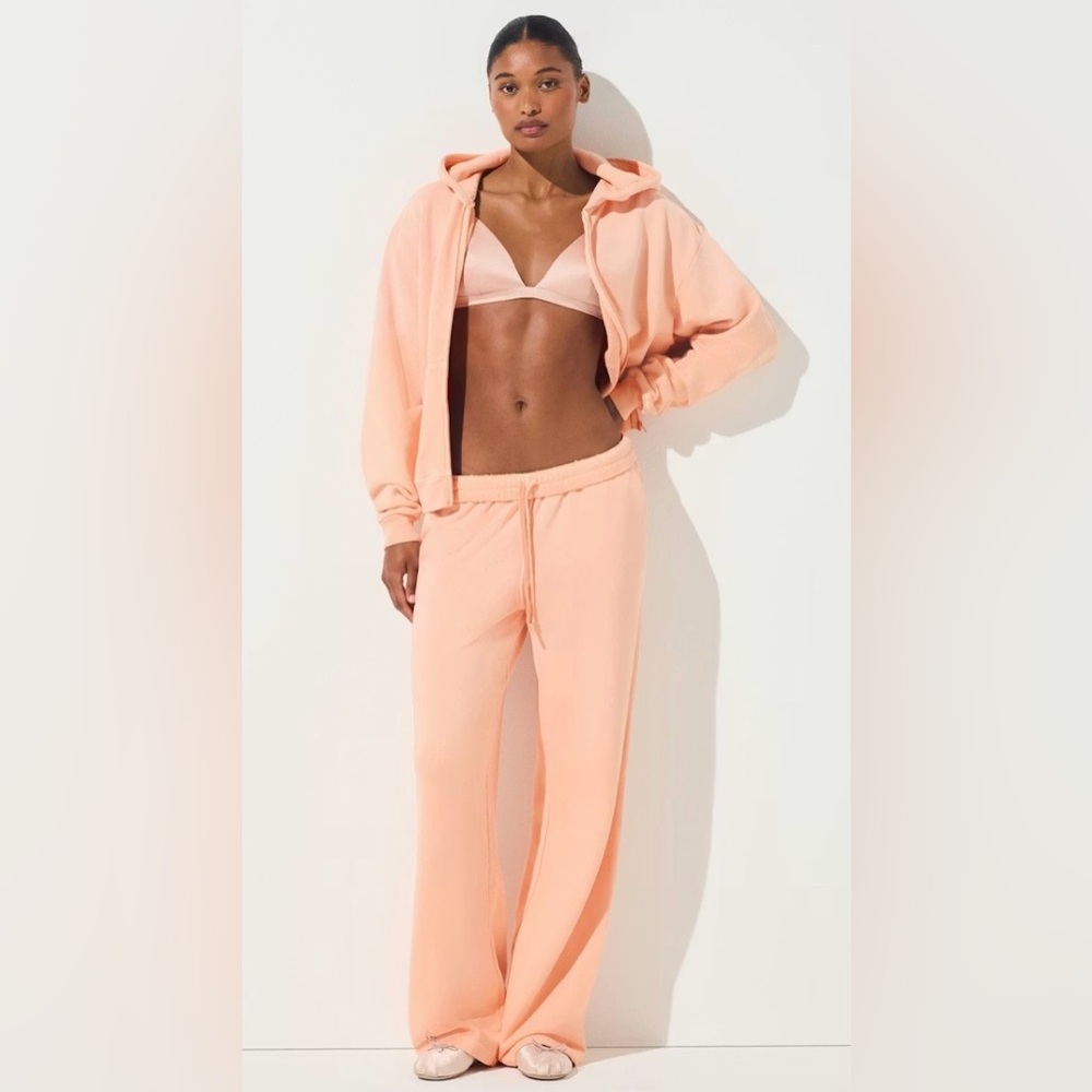 Skims NWT French Terry Low Rise Straight Leg Pant Cantaloupe Size L